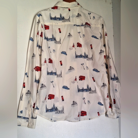 Bolden London Print Long Sleeve Button Down Shirt Women's Size 8 - Picture 5 of 7